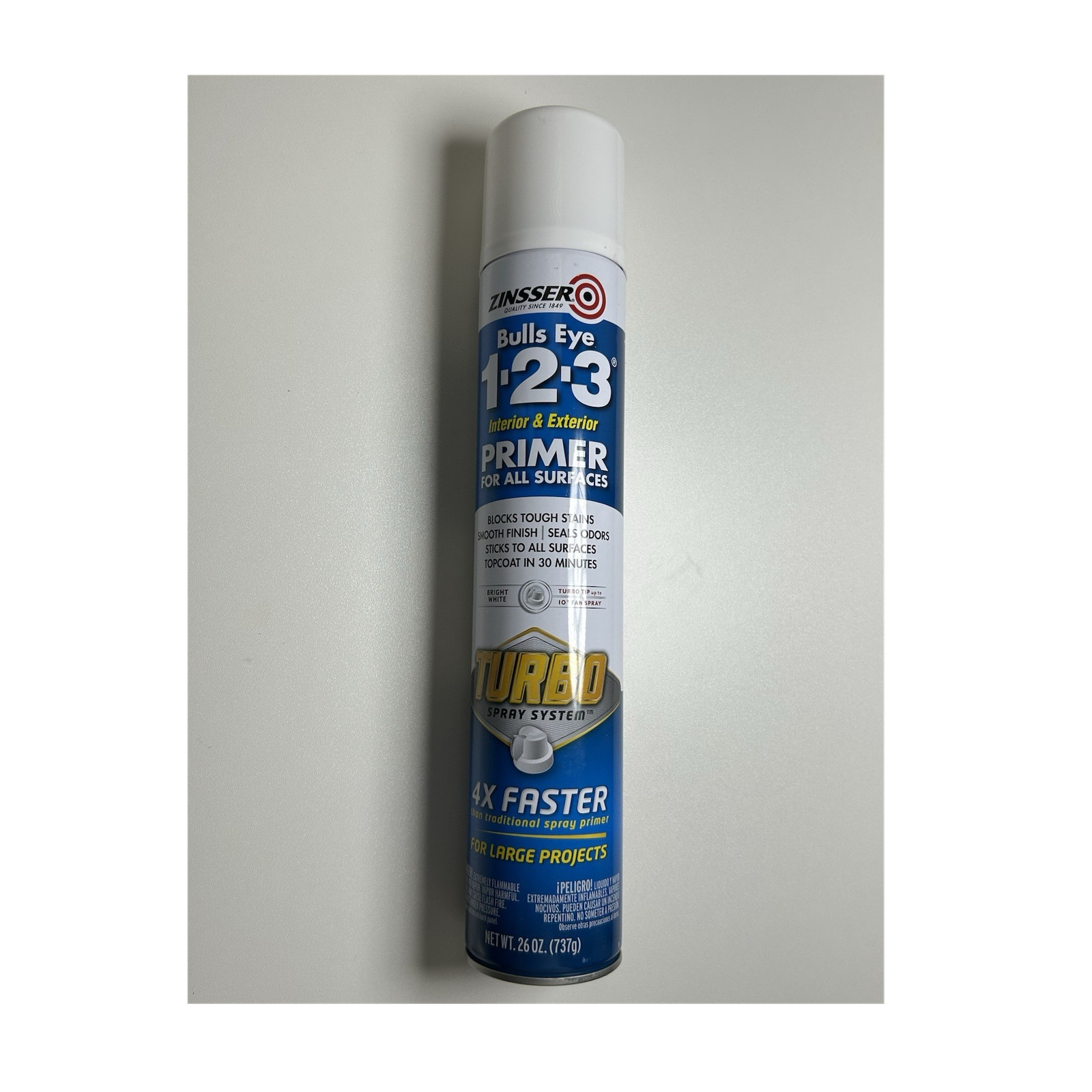Zinsser Bulls Eye 1-2-3 White Primer 26 oz Spray All Surfaces 30 min Dry