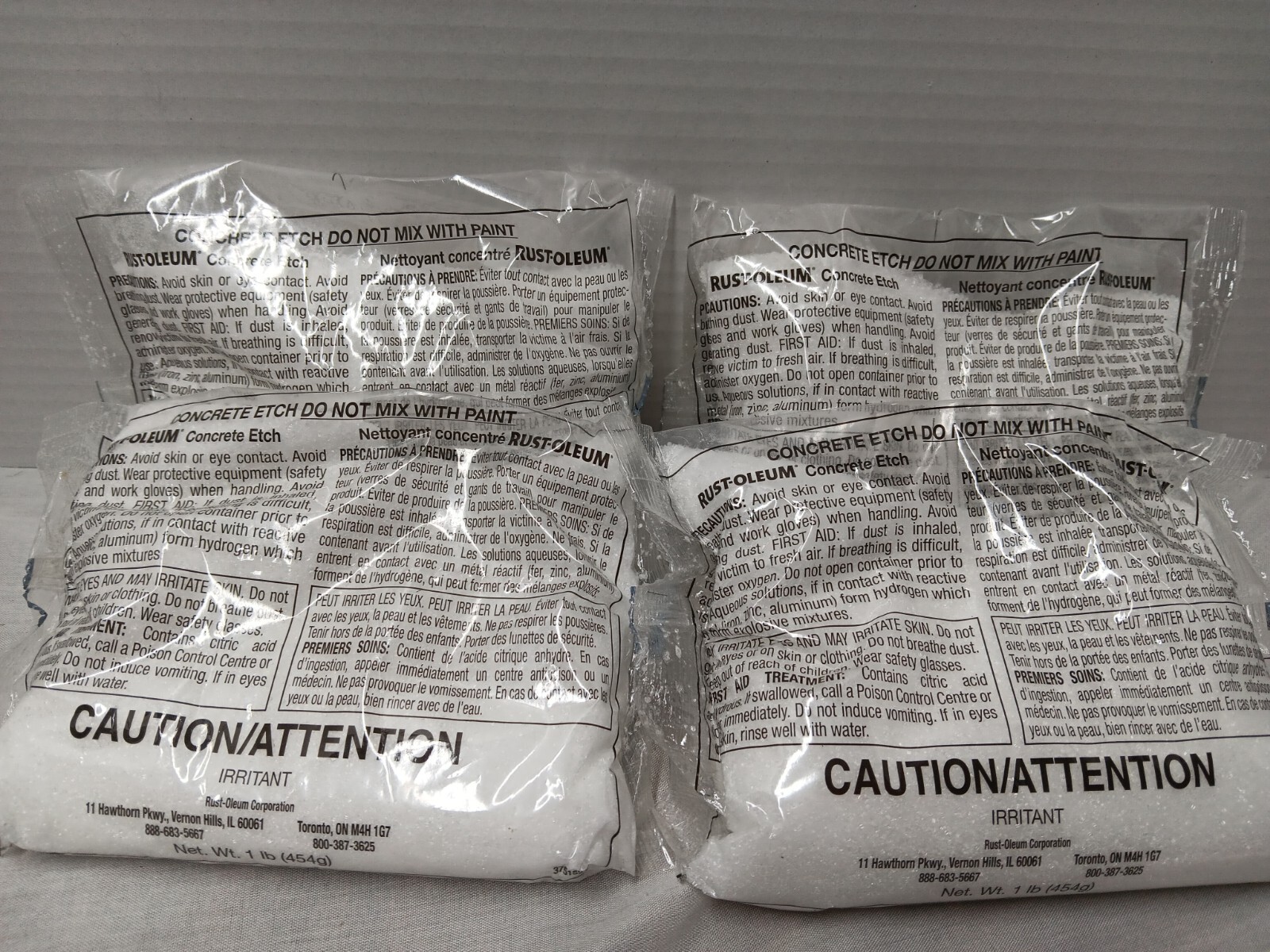 4-1 Lb Bags Of Rust-Oleum Concrete Etch for Concrete Floors. (4 Pounds Total)