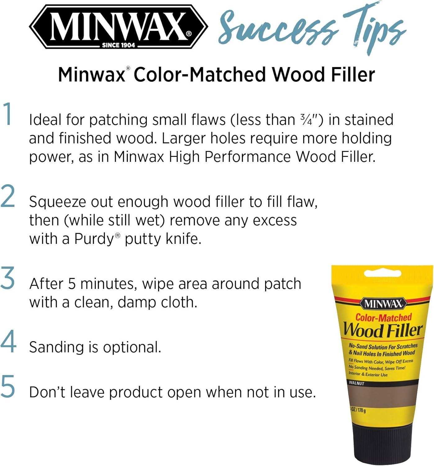 Color-Matched Wood Filler, Golden Oak, 6 oz