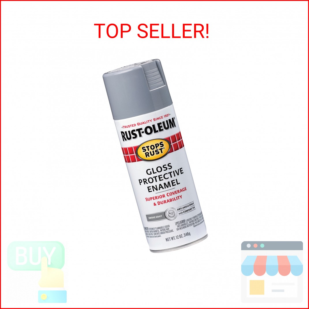 Rust-Oleum 7786830 Stops Rust Spray Paint, 12 oz, Gloss Smoke Gray