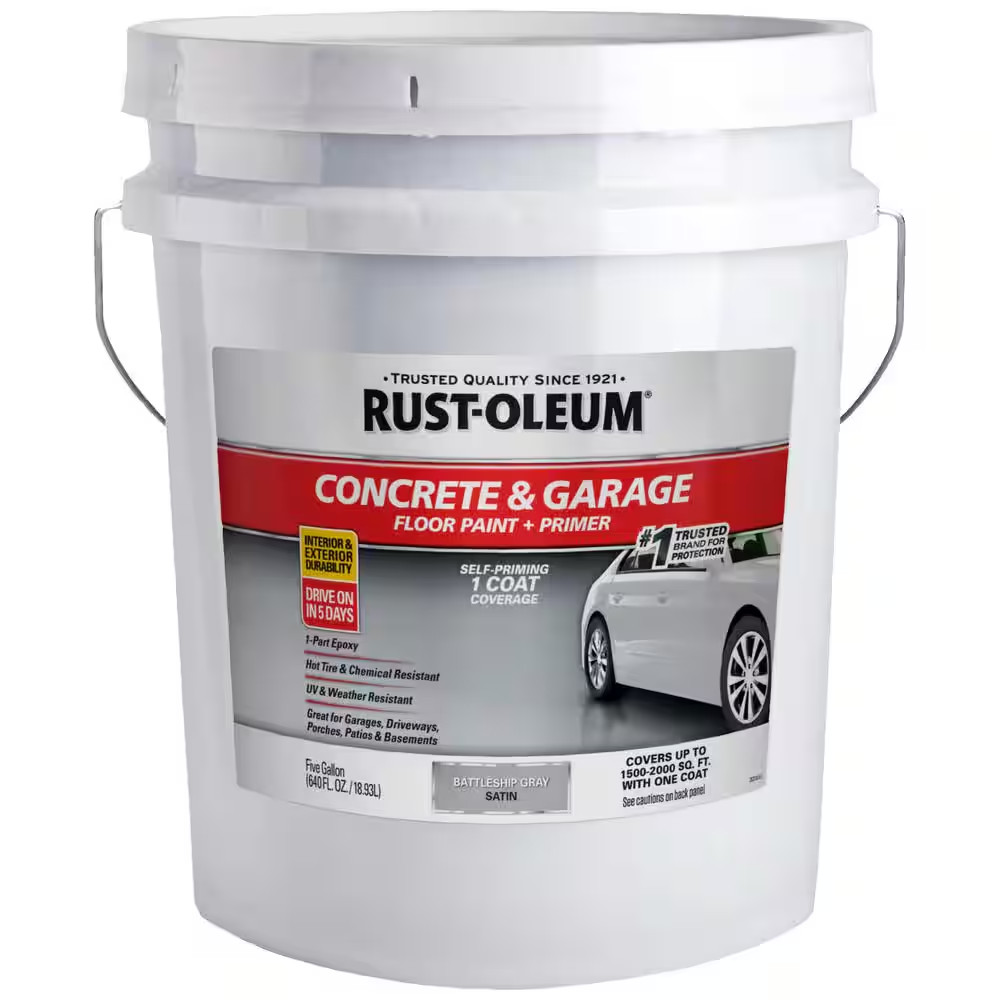 5 Gal. Battleship Gray Satin 1-Part Epoxy Concrete Floor Interior/Exterior Paint