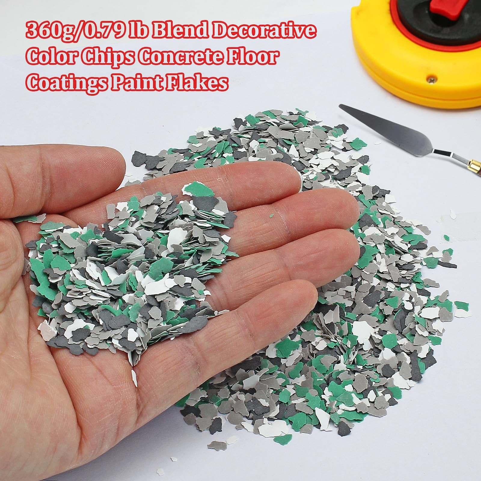 360G Epoxy Floor Decorative Chips 3-5mm Green Black Gray White Blend