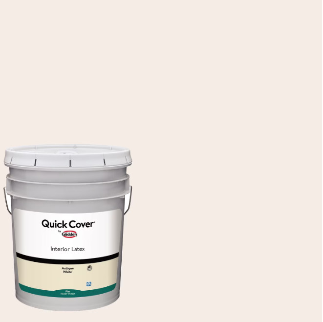 Glidden Quick Cover Interior Latex Paint Flat, Antique White, 5 Gallon