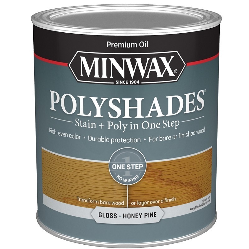 Minwax 61410444 Waterbased Polyurethane Stain, Gloss, Liquid, Honey Pine, 1 qt,