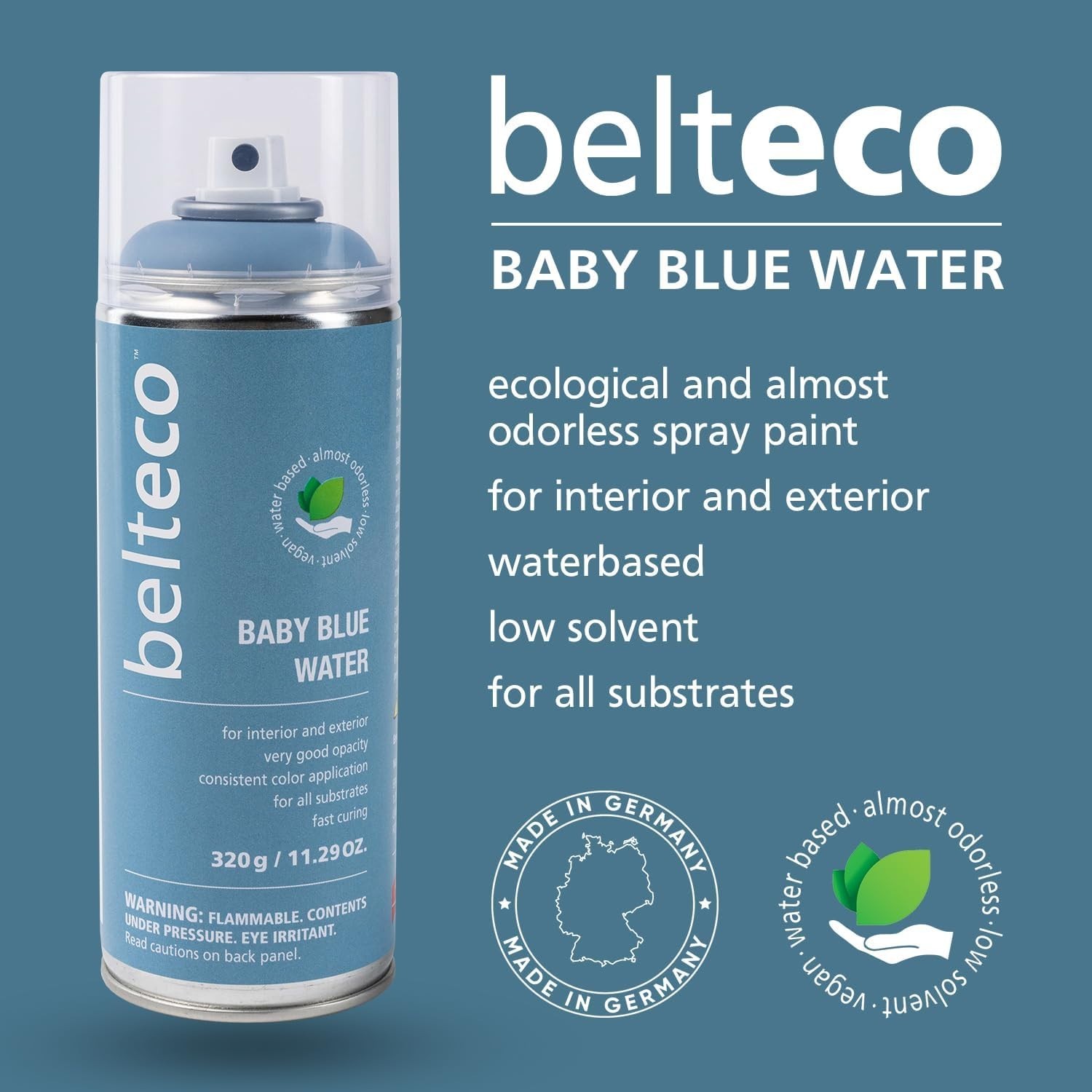 Versatile Baby Blue Water-Based Spray Paint: Fast Drying, High Coverage for DIY