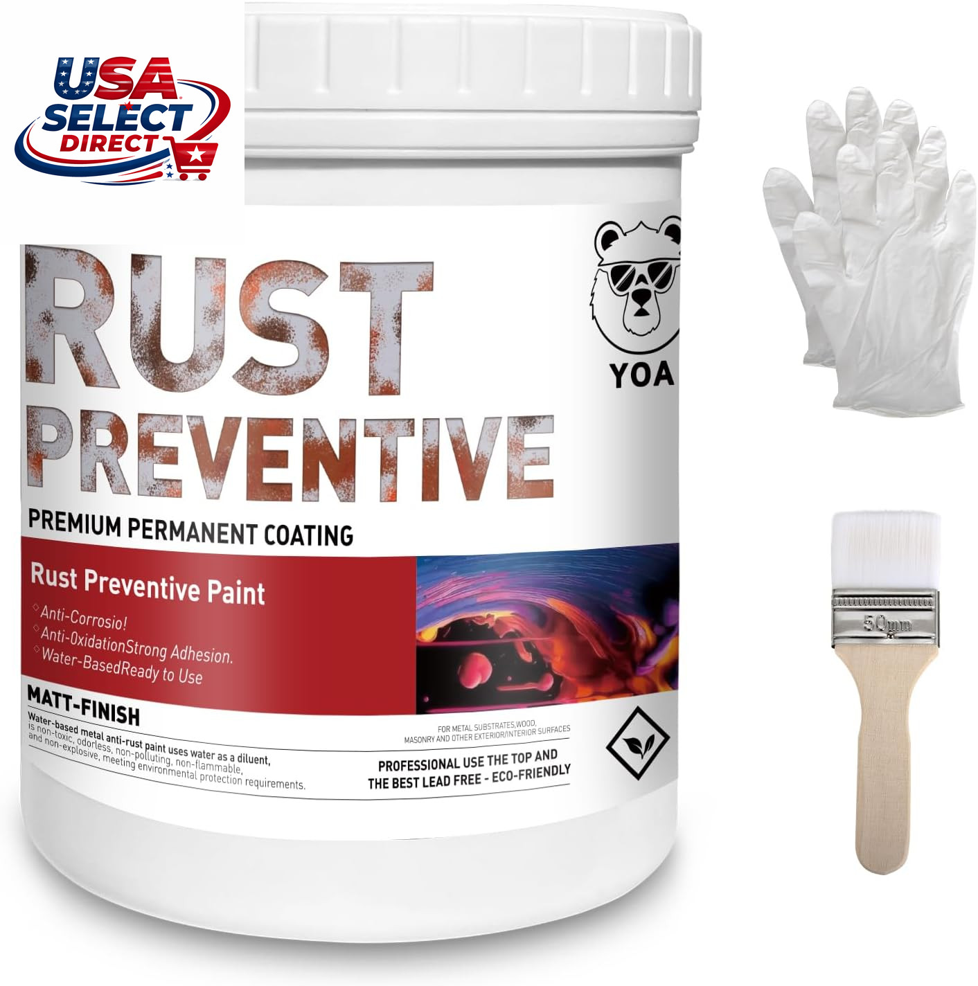 Water-Based Rust-Proof Paint 16 Fl Oz for Metal Surfaces – Matte Gray
