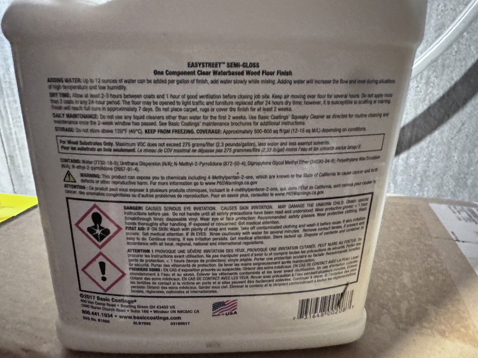 Basic Coatings EASYSTREET, 1 Component Waterbased Wood Floor Finish SEMI GLOSS