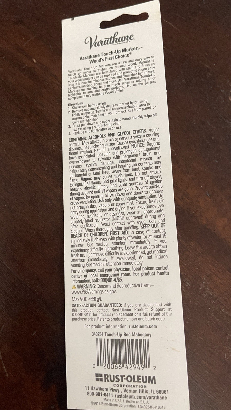 Varathane Touch-Up Marker, 0.33 fl oz, Red Mahogany- NEW/ SEALED