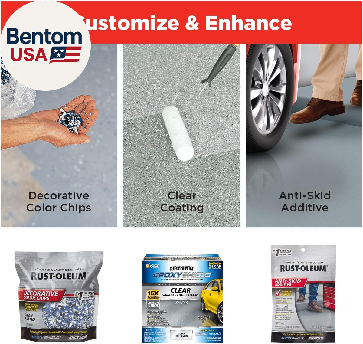 327081 EPOXYSHIELD Garage Floor Coating Kit, 1 Car, Gloss Dark Gray