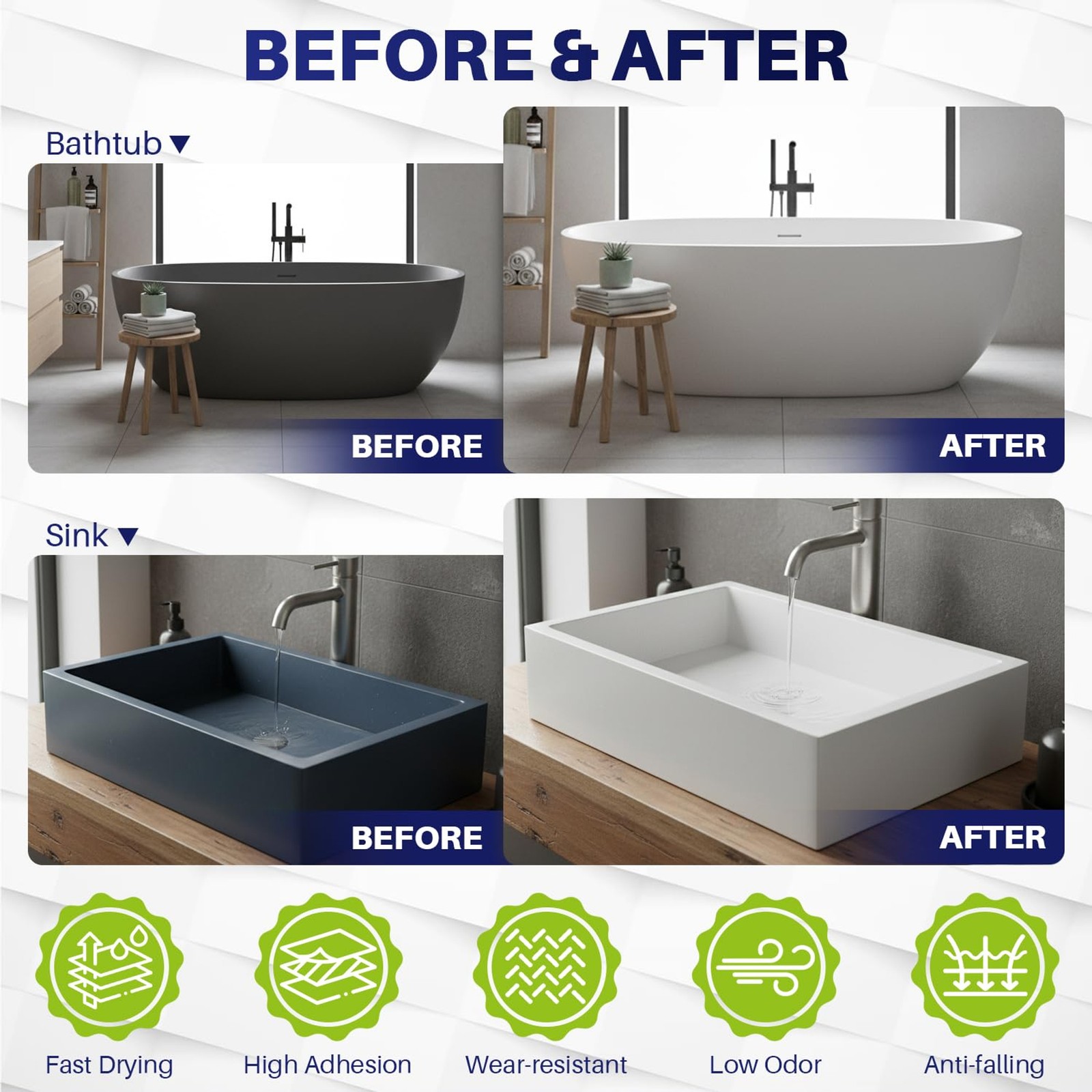 Tub and Tile Paint Refinishing Kit, 17oz Bathtub Refinishing Kit with Tools, DIY