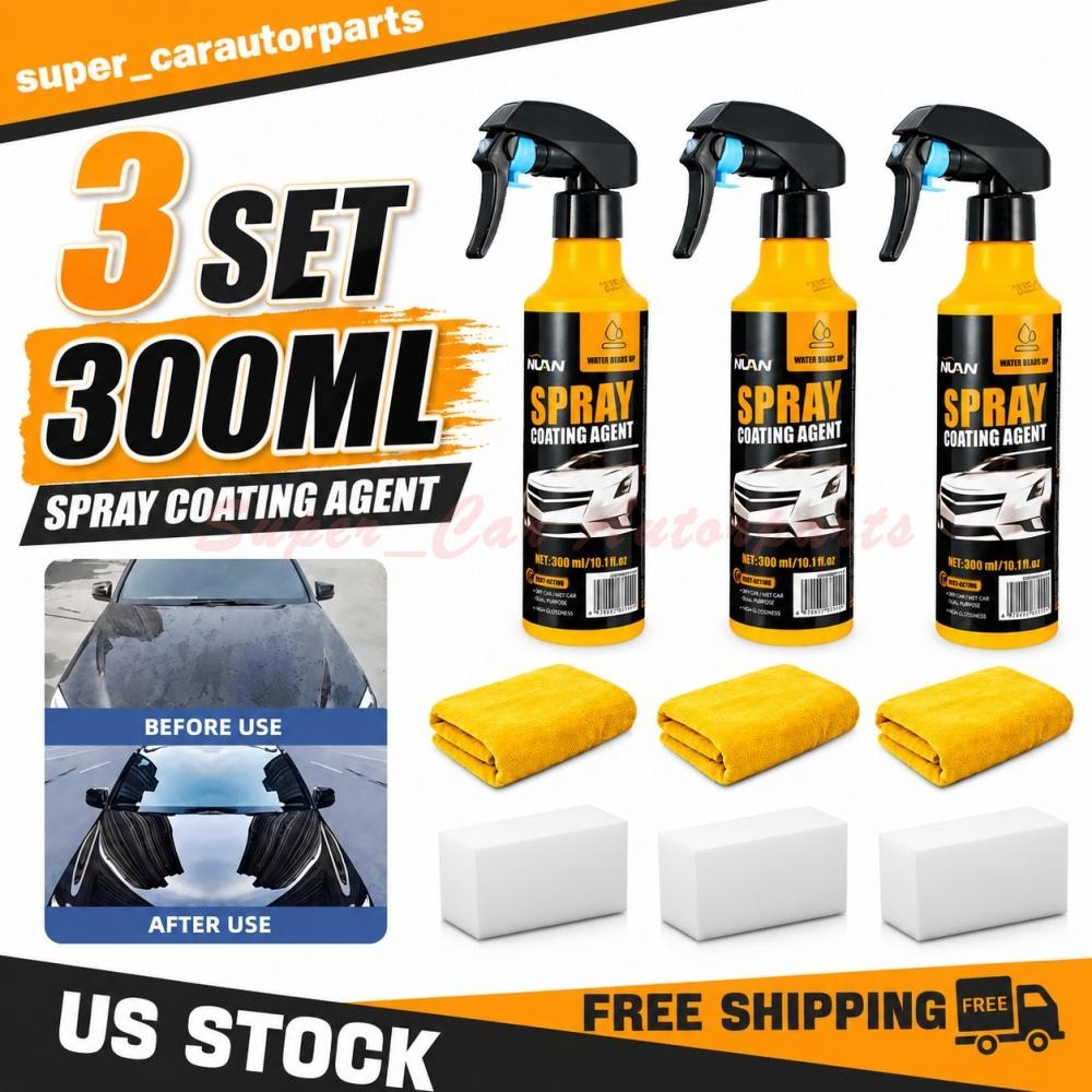 3Set 300ML Nuan Car Coating Spray |Protection Quick Car Wax Polish US