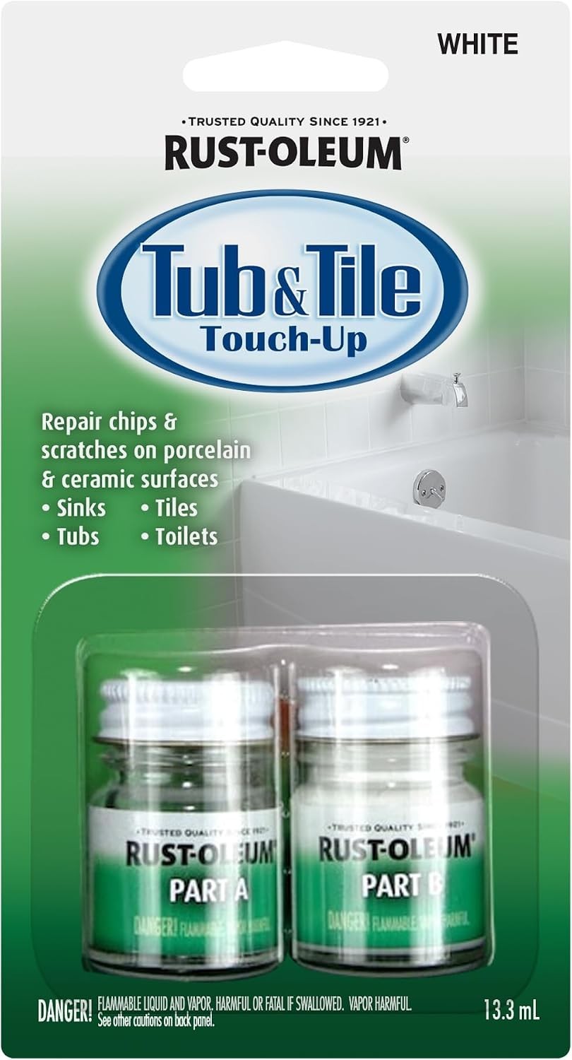 Tub & Tile 2-Step Touch Up White Paint | Bathroom Surface Refresh, Ceramic, P…