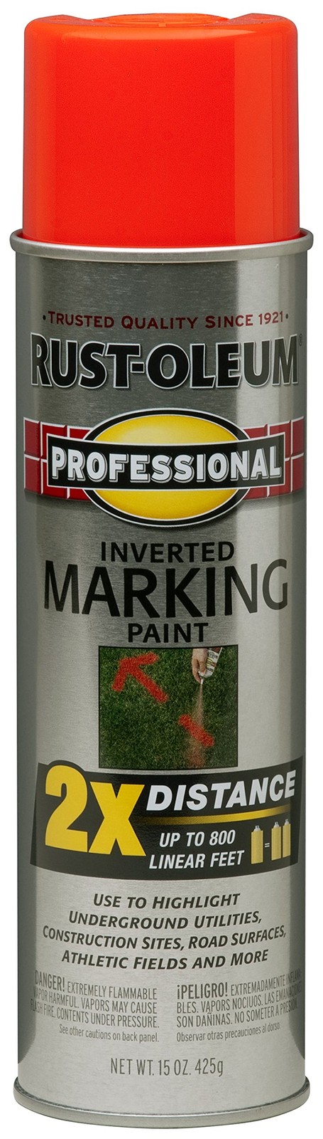 Rust Oleum 15 Ounce Fluorescent Red Orange Marking Spray Paint for Outdoor Use