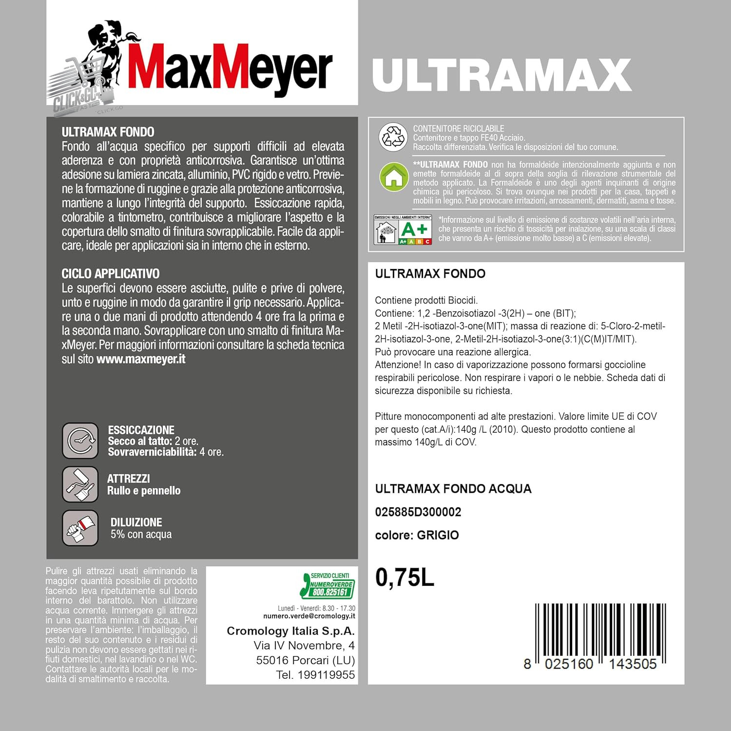 CCULTRAMAX grey anti-rust bottom multi-support cover 0.75L A+