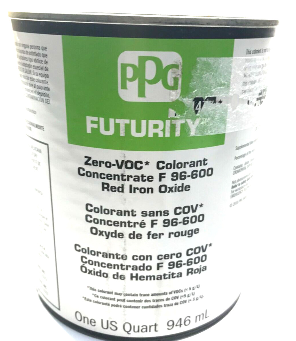 5X PPG Futurity Zero-VOC Colorant Concentrate F 96-600 Red Iron Oxide – 1 Quart