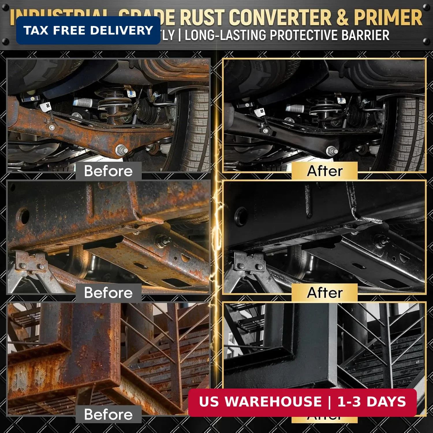2 in 1 Rust Converter and Metal Primer, 5 oz Black Rust Reformer Paint for Metal