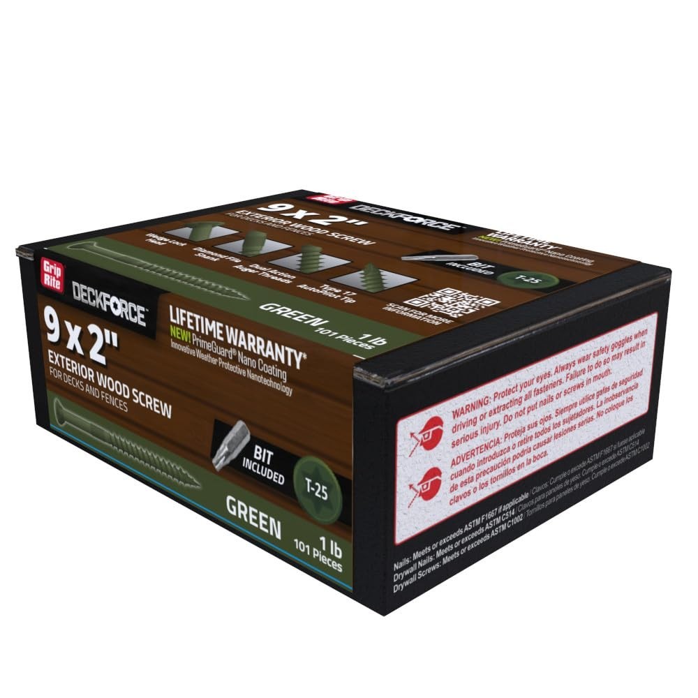 DeckForce Exterior Wood Screws for Decks and Fences – Nano Coated – T-17 Auto…