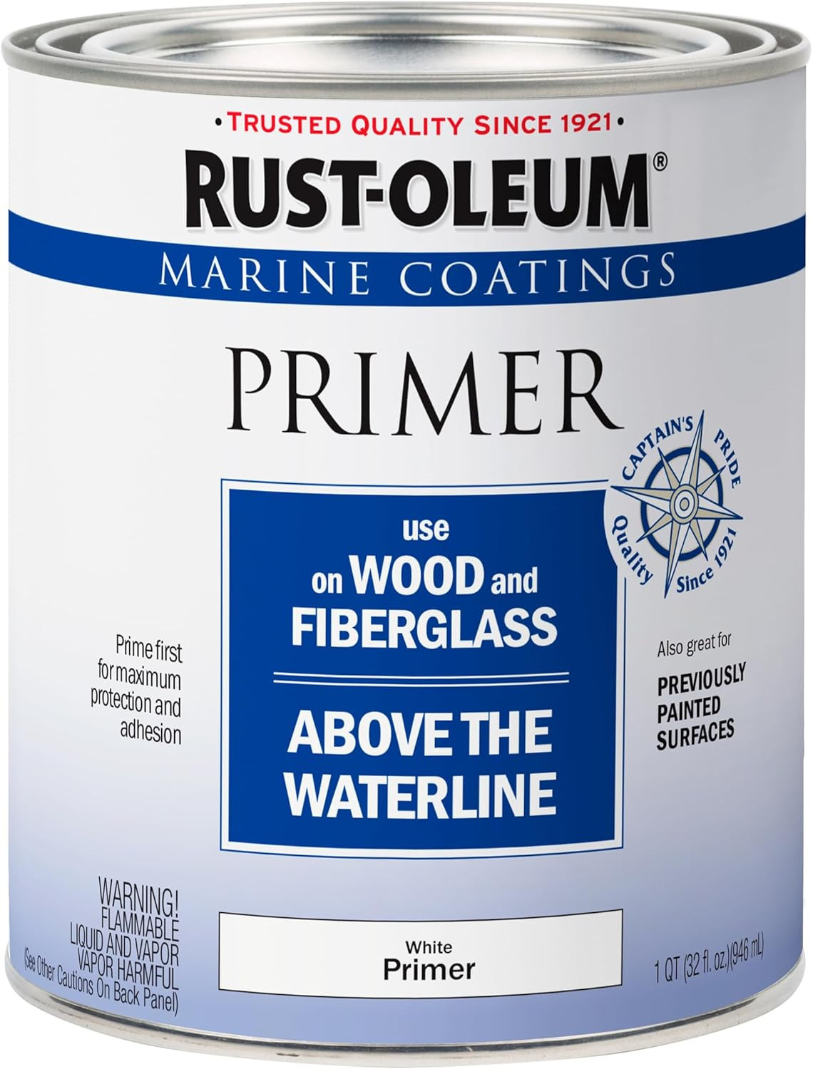396969 Marine Coatings Wood and Fiberglass Primer, Quart, White