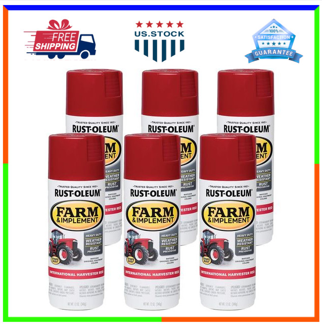 Rust-Oleum 280127 Farm & Implement Spray Paint Gloss IH Red 12oz 6 Pack