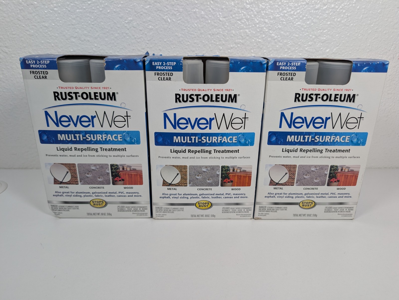 3 Never Wet Rust-Oleum 18 oz. Multi-Purpose Spray Kit Frosted Clear Hydrophobic