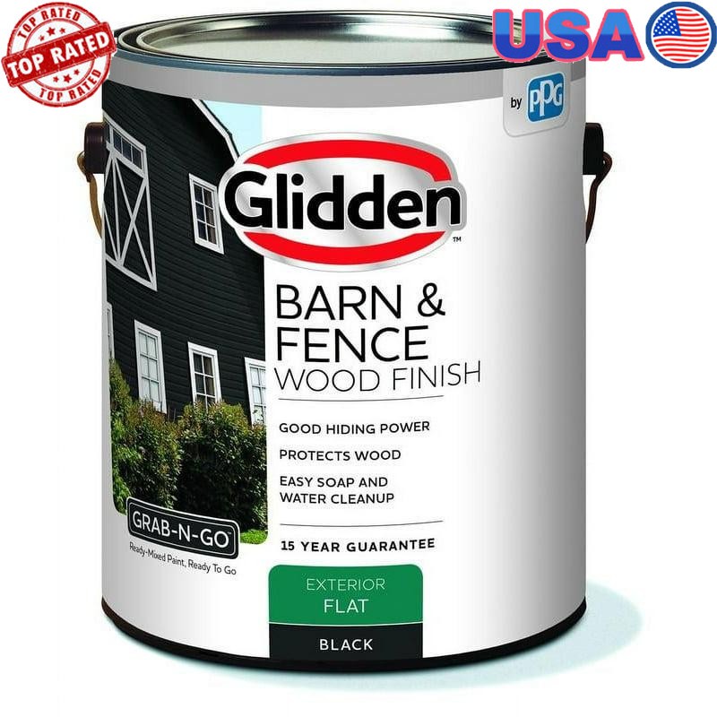 Exterior Paint Flat Black 1 Gal Liquid Durable High Coverage Wood Metal Concrete
