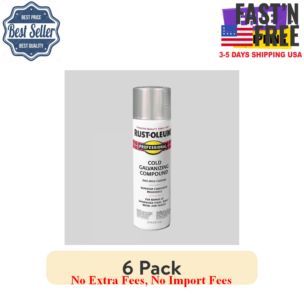 (6 Pack) Cold Gray, Rust-Oleum Professional Galvanizing Compound Spray, 20 oz