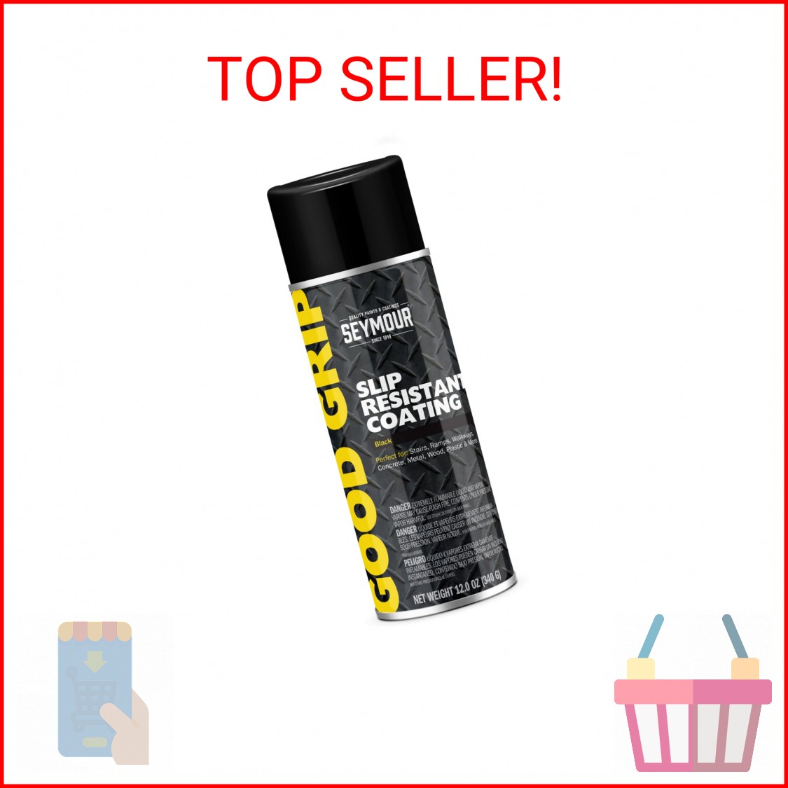 Seymour 16-083 Good Grip Slip Resistant Coating Spray, Black 12 Ounce (Pack of 1
