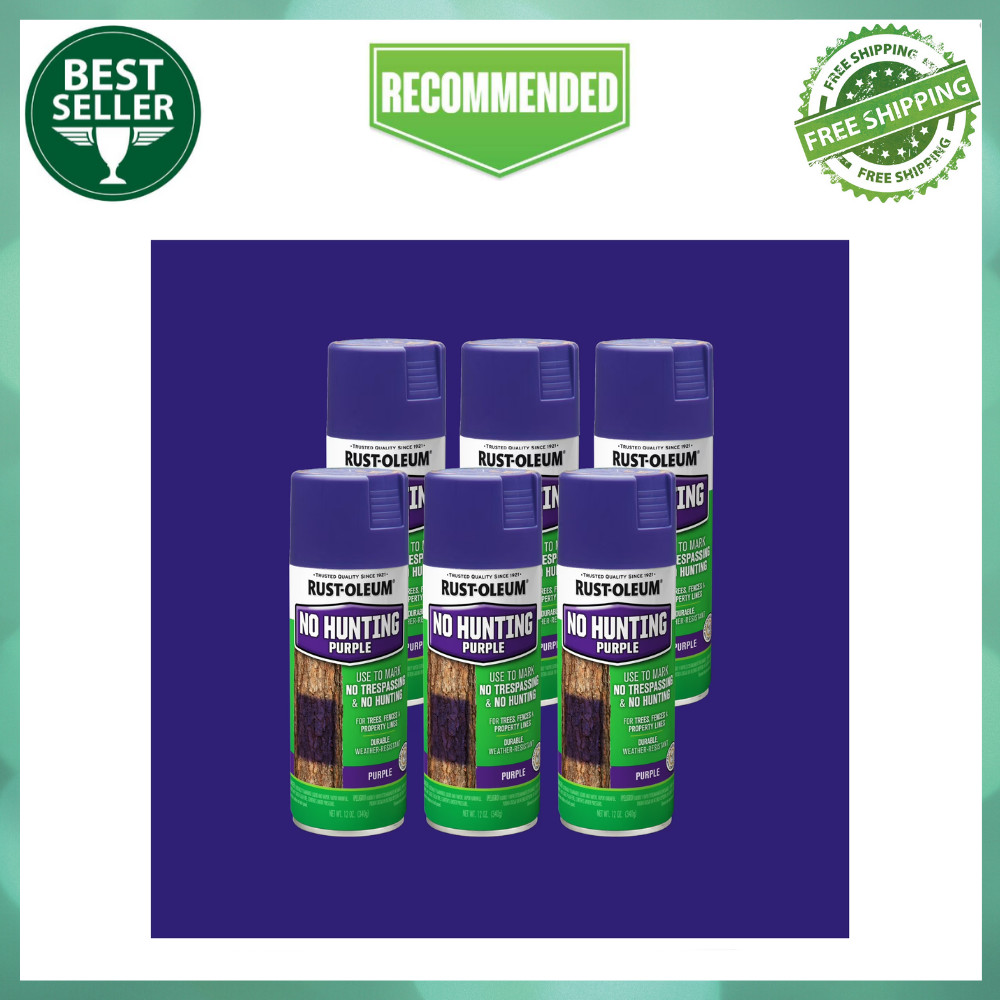 6PK Rust-Oleum Specialty Spray Paint, No Hunting Purple, 12oz Cans, Weatherproof