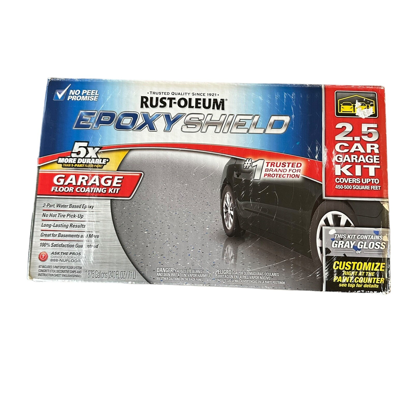 Rust-Oleum Gray Gloss 317238 EpoxyShield Garage Floor Coating Kit 2-1/2 Car