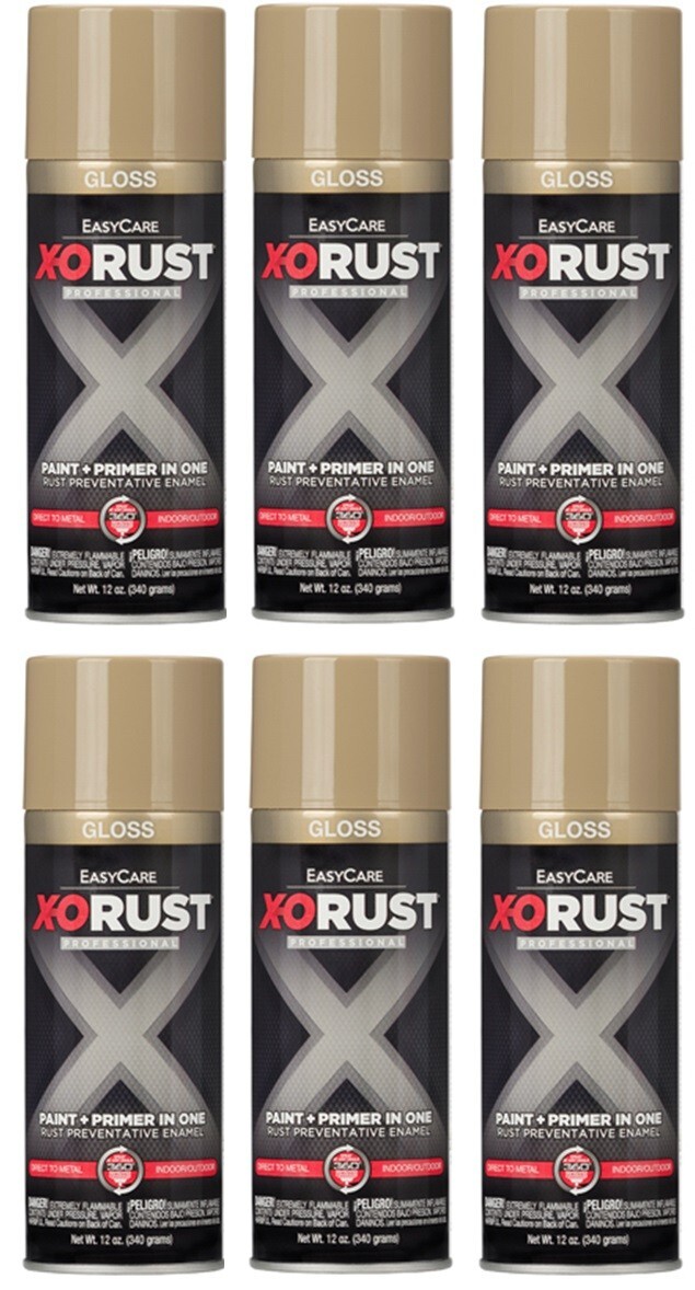 X-O Rust XOP25-AER Gloss PEBBLE Anti-Rust Enamel Spray Paint Primer 6 Pack