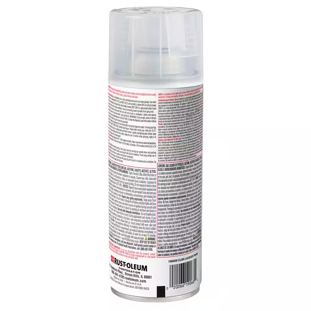 Rust-Oleum 1906830 Specialty Gloss Clear Lacquer Spray Paint 11 oz. (Pack of 6)