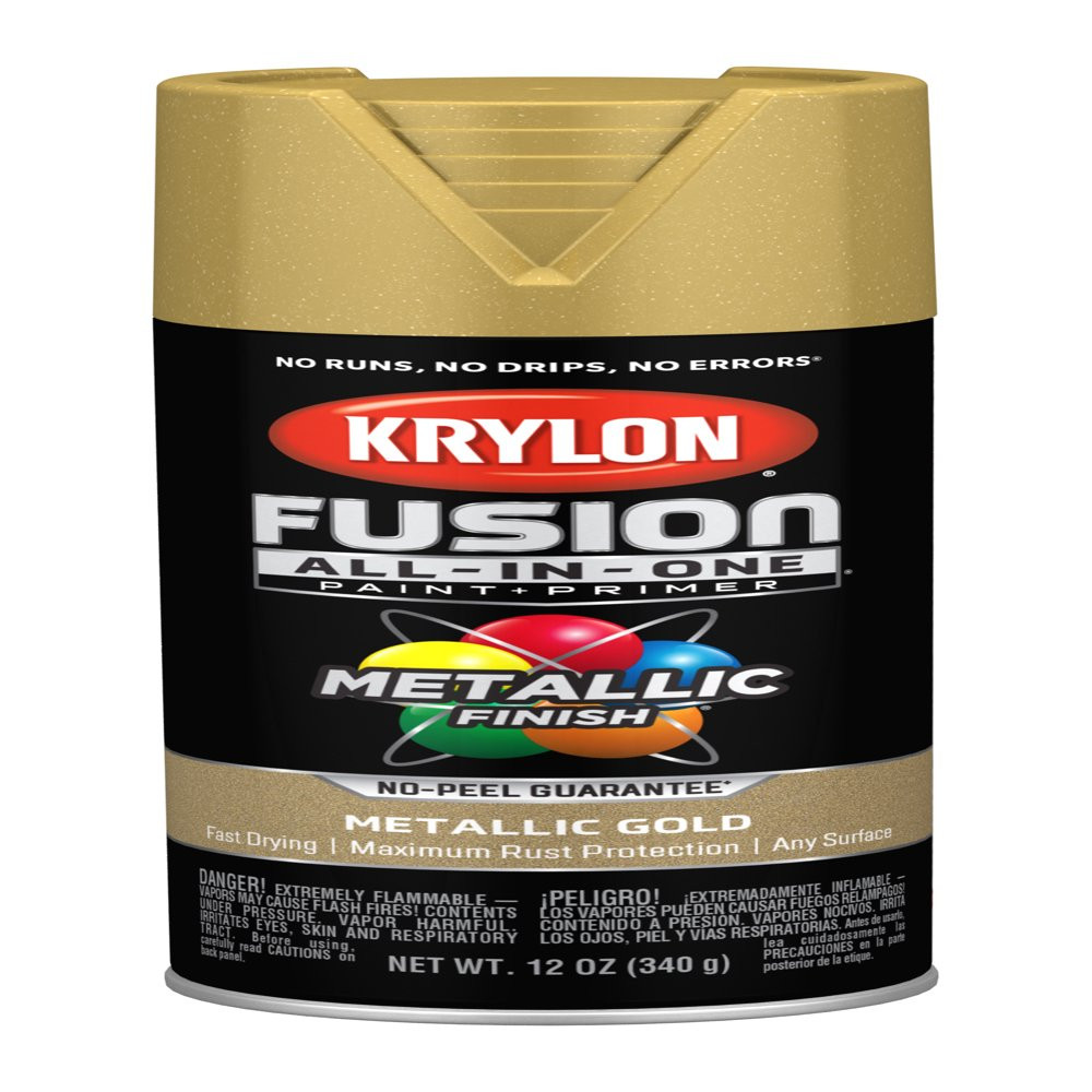 All Surfaces Rust Protection Metallic Gold Spray Paint No Sanding or Priming12Oz