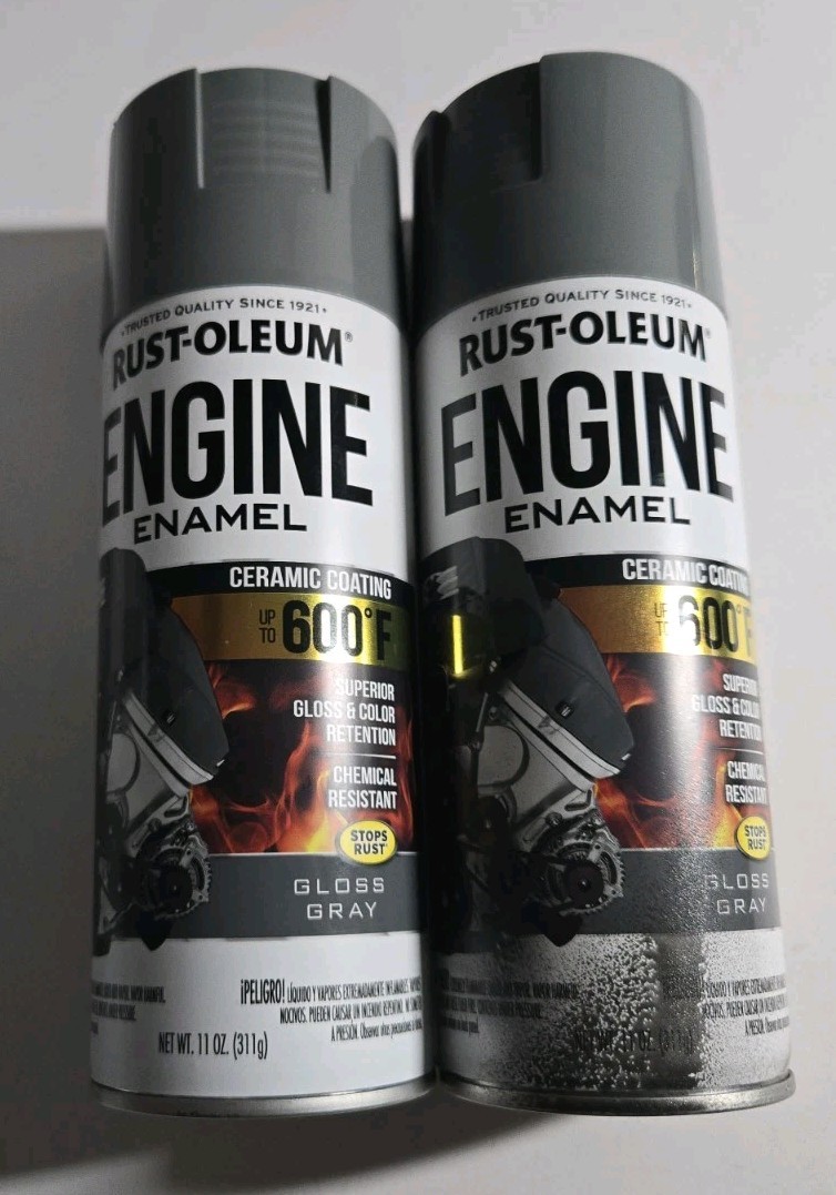 2 Rust-Oleum 366435 Automotive 600 Deg F Engine Enamel Spray Gloss Gray, 11oz