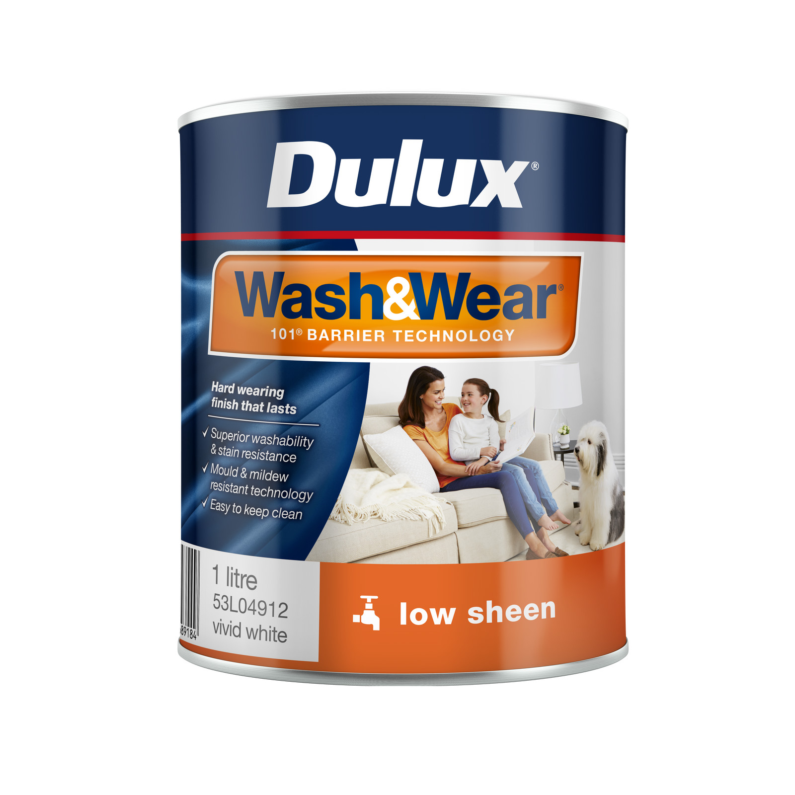 Dulux Interior Paint Wash&Wear Low Sheen Vivid White – 1L