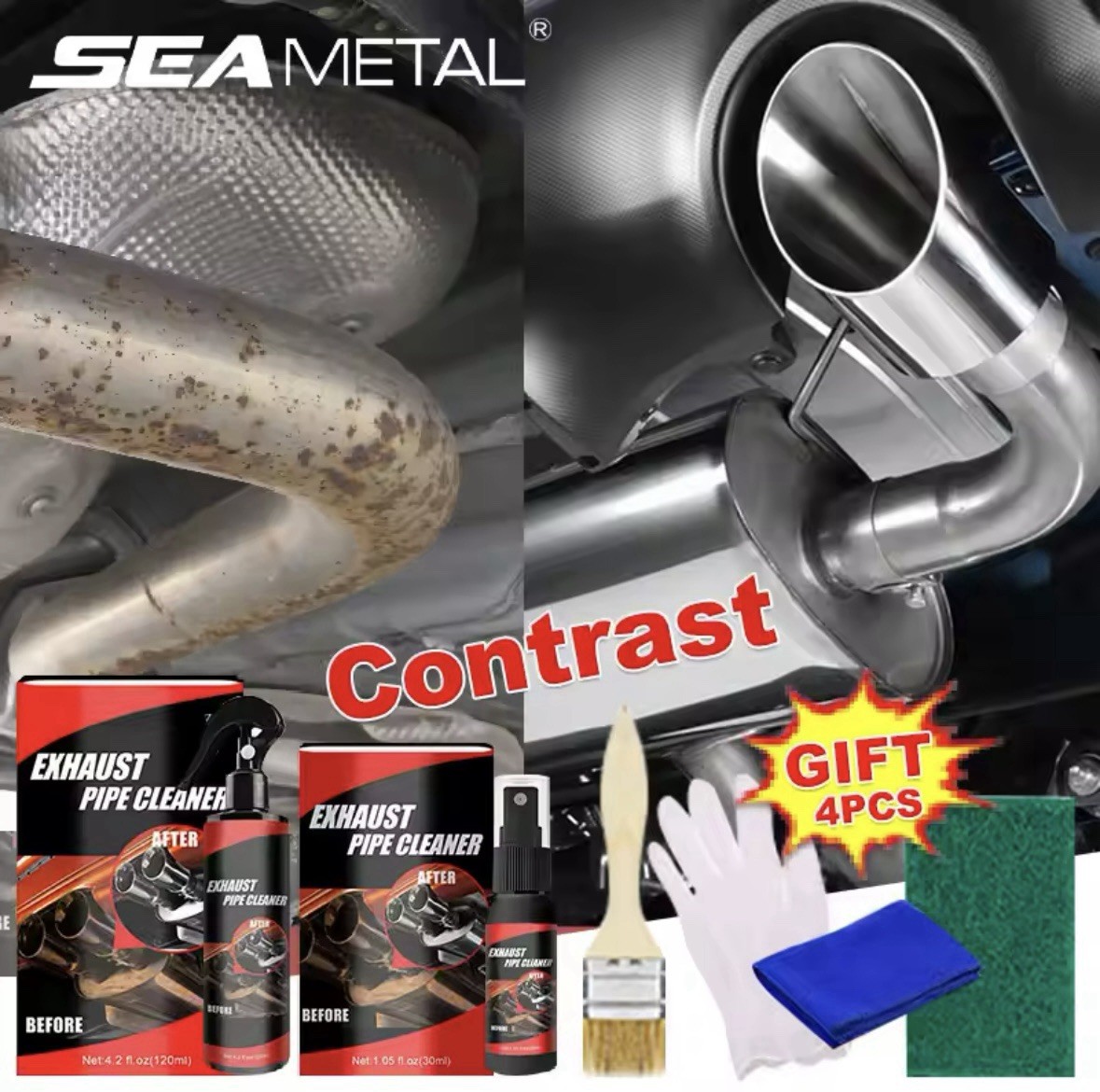 120ml Rust Remover Cleaner Kit for Exhaust Pipes for Motorcycles and Cars