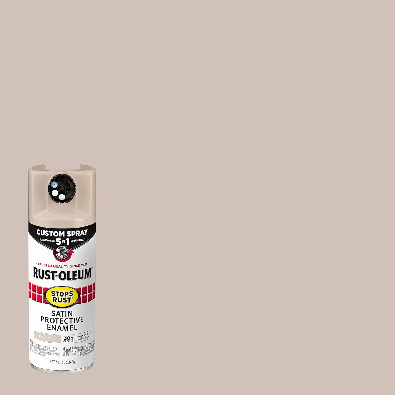 376879 Stops Rust Custom Spray 5-In-1 Spray Paint, 12 Oz, Satin French Beige