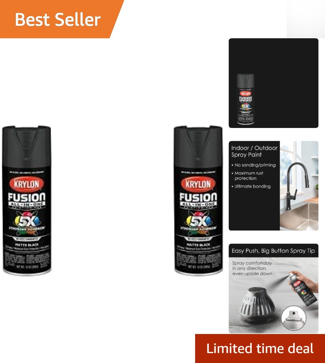Versatile Matte Black Spray Paint – 12oz Cans Pack of 2 for Home Improvements