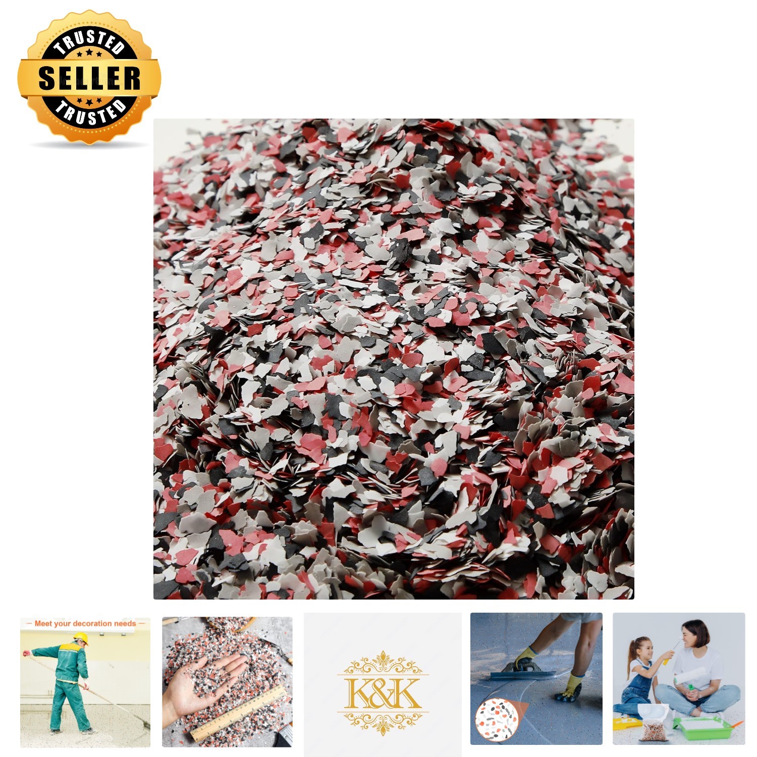 Transformative 700G Paint Chip Kit: Black, White, Grey & Red Decorative Flakes