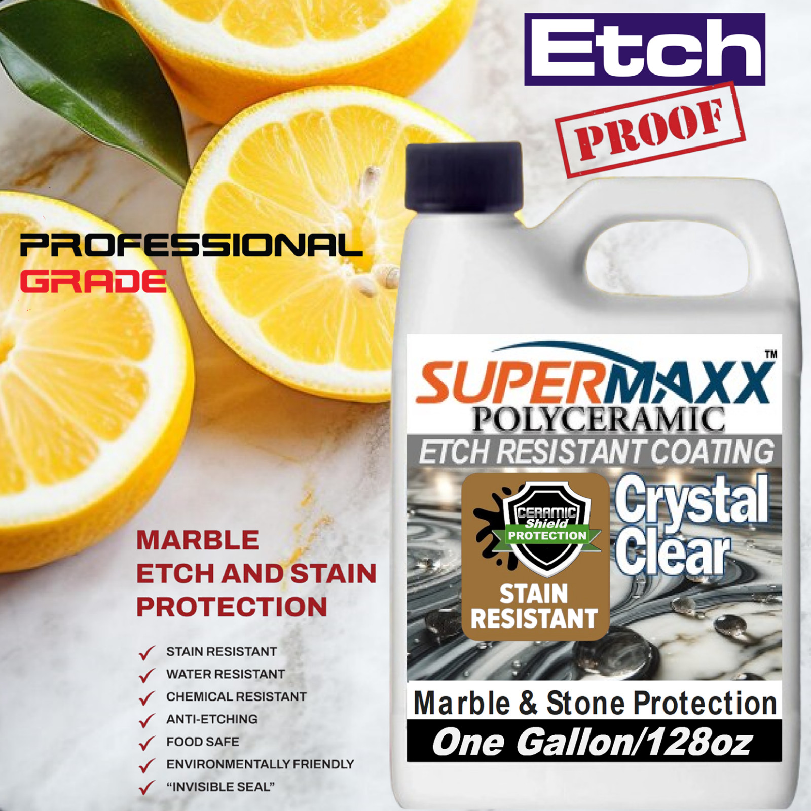 ETCH-PROOF COUNTERTOP COATING PROFESSIONAL MARBLE STAIN PROTECTION – 1 GALLON