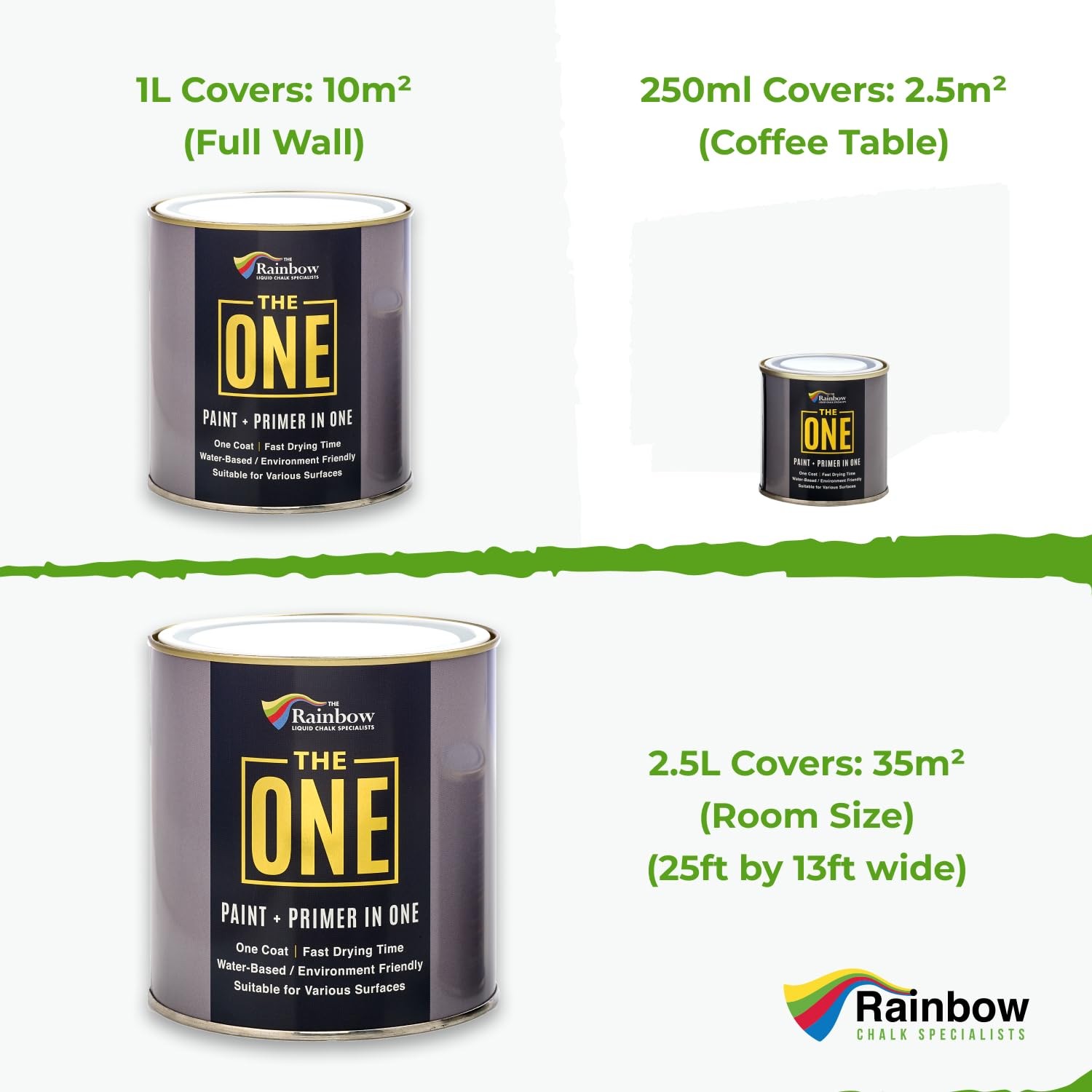 THE ONE All-In-One Paint & Primer – Off White Satin, 84.5 Fl Oz/2.5 Liter | 1…