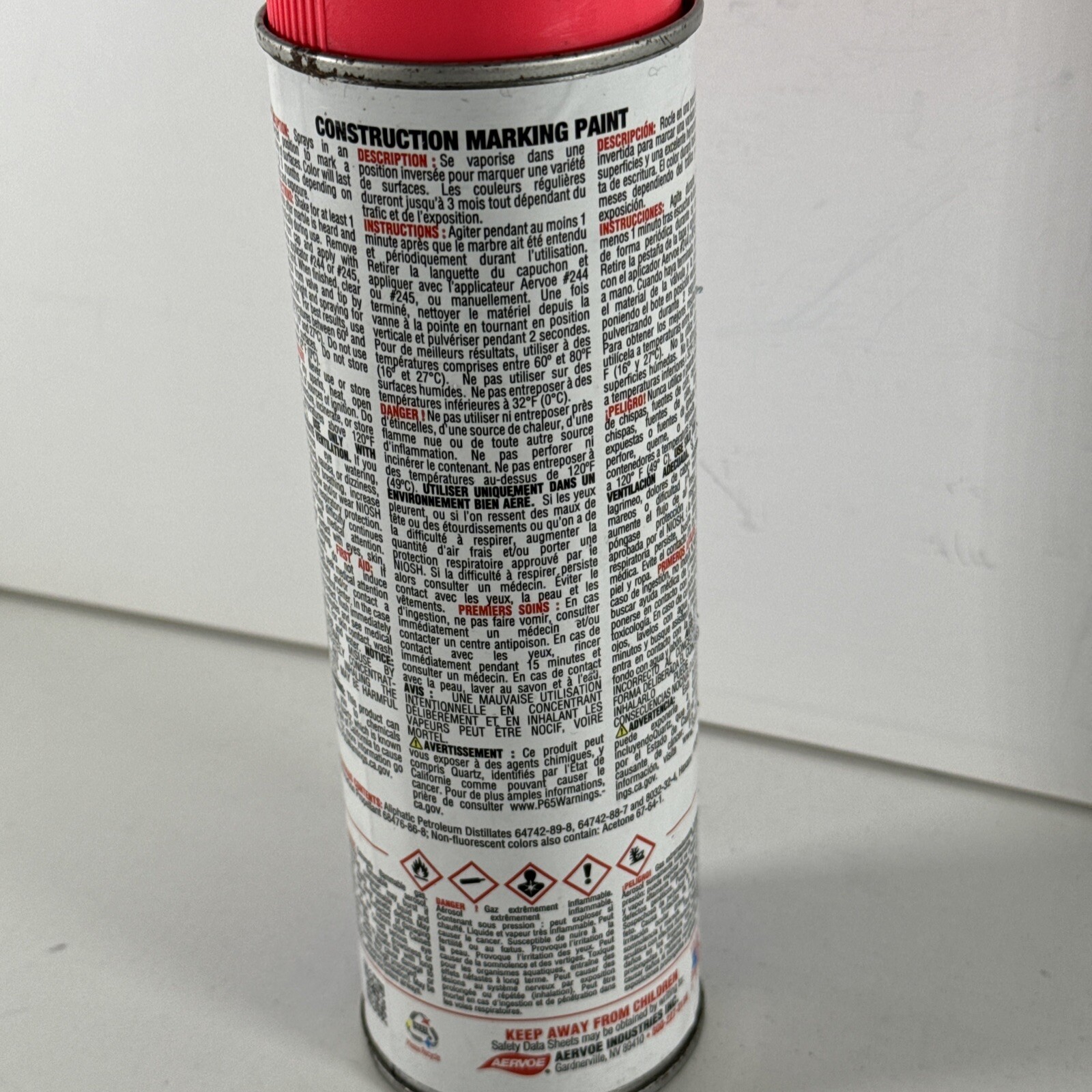 NEW OLD STOCK Aervoe #249 Construction Marking Paint Fluorescent Pink 17 oz