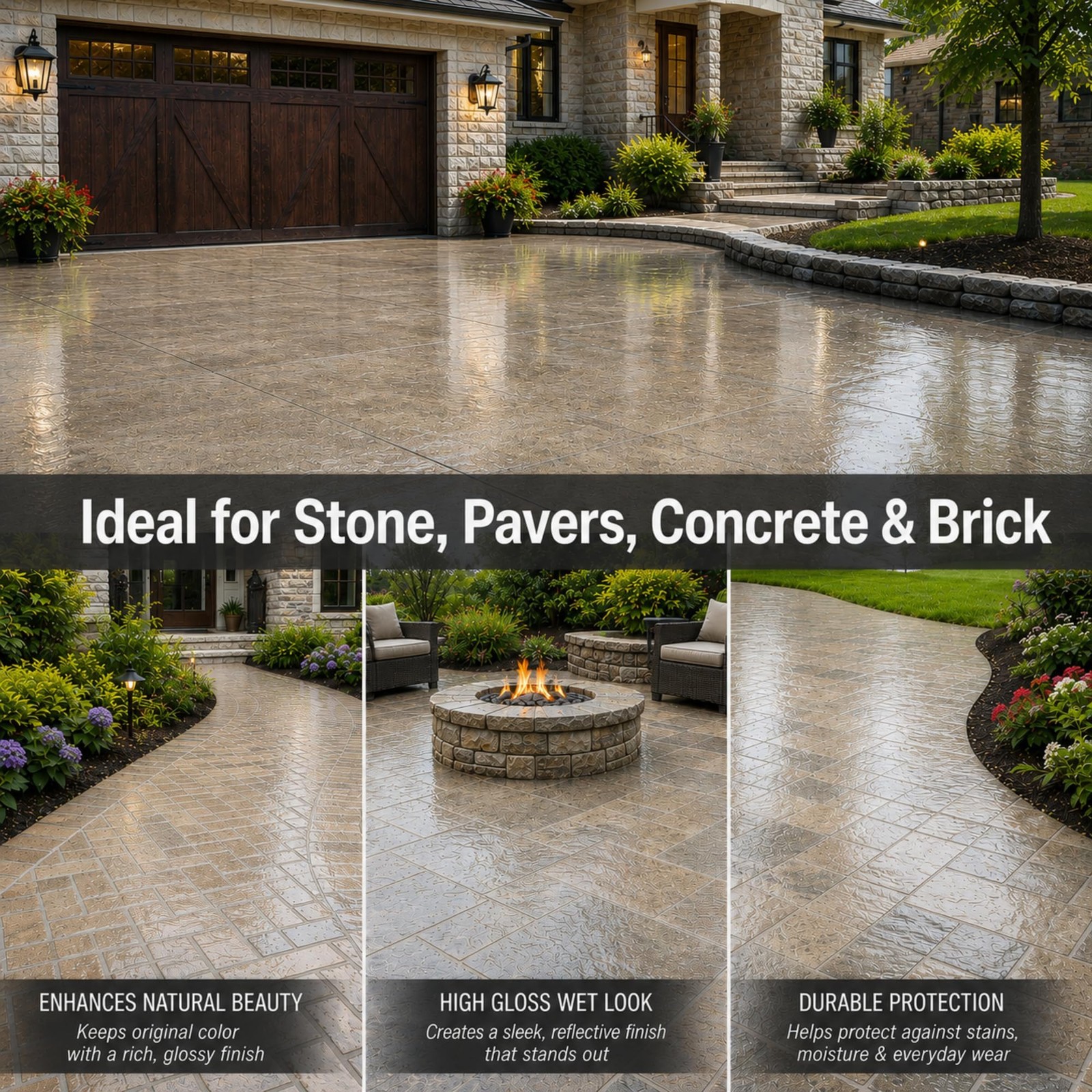 Wet Look Natural Stone Sealer. Durable, Long-Lasting Gloss Protection. Interi…