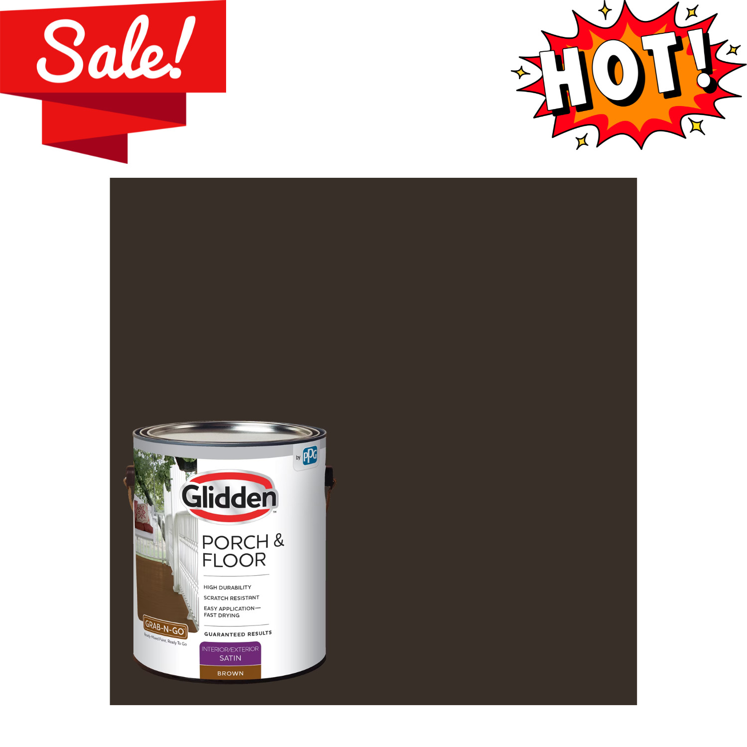 Glidden Porch & Floor 1 gal Brown Satin Interior Exterior Paint with Primer