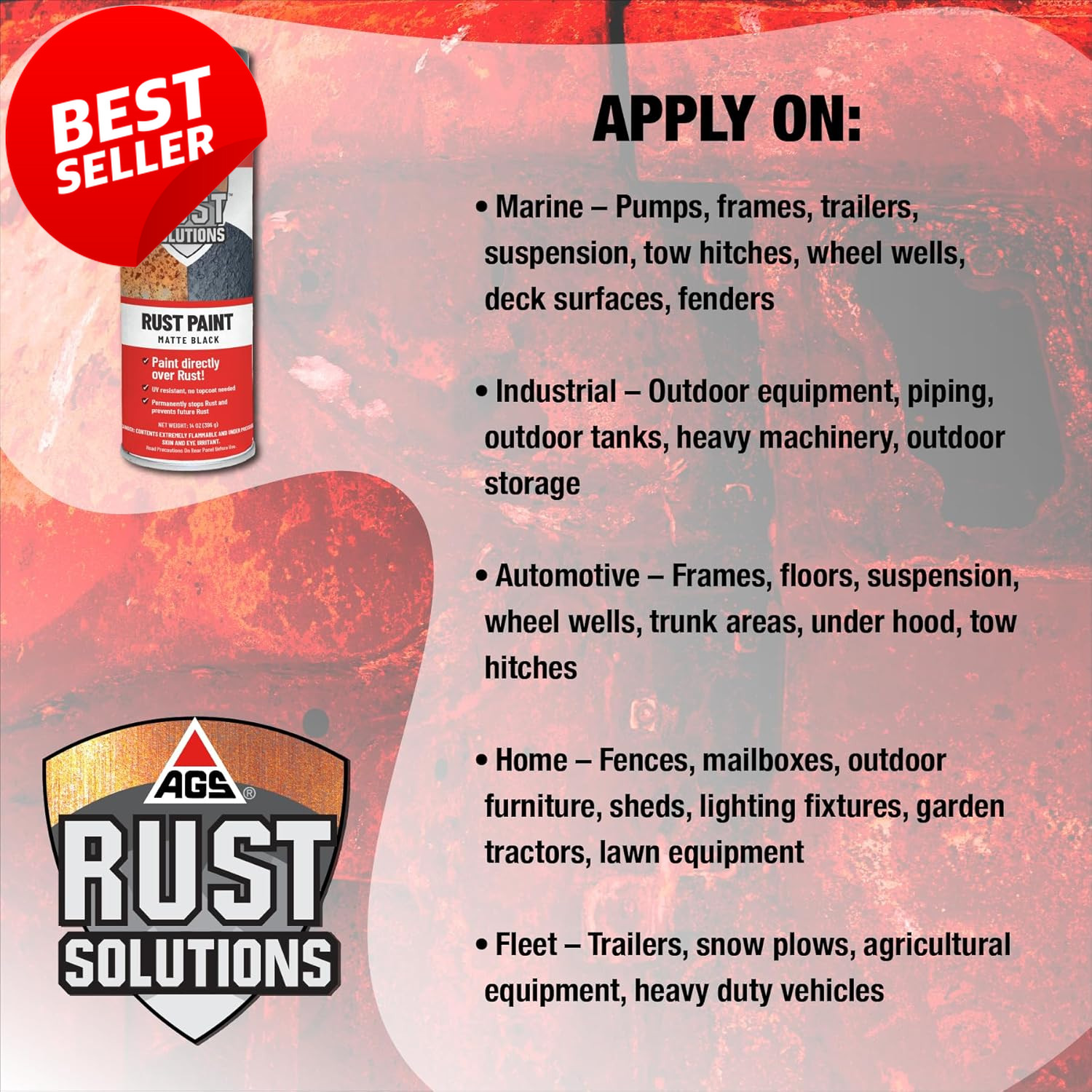 Rust Spray Paint 14oz Matte Black Finish for All Surfaces Weather Resistant – US