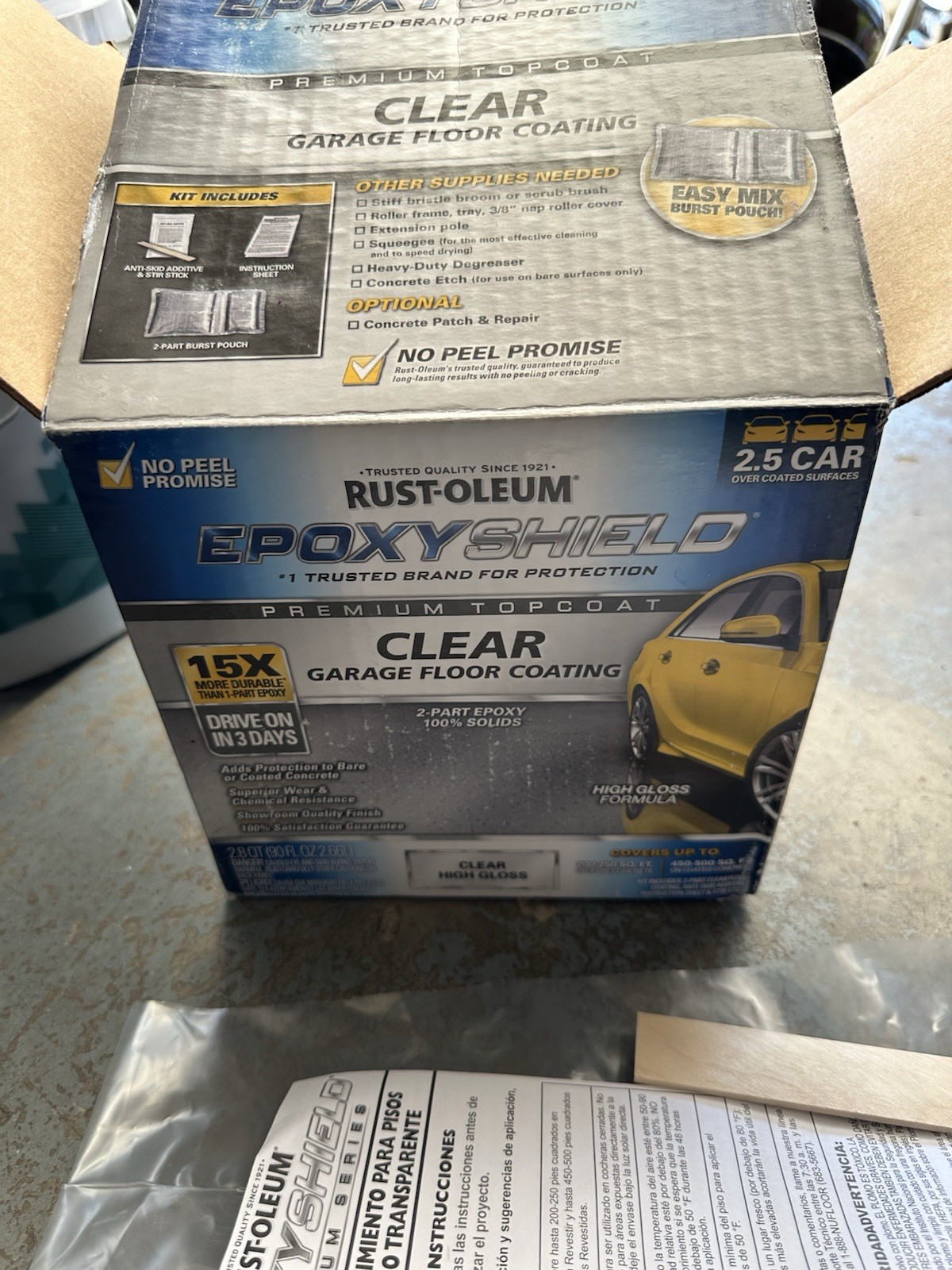 New Rust-Oleum 292514 EpoxyShield Clear Coat 90 oz. Up to 2.5 car garage