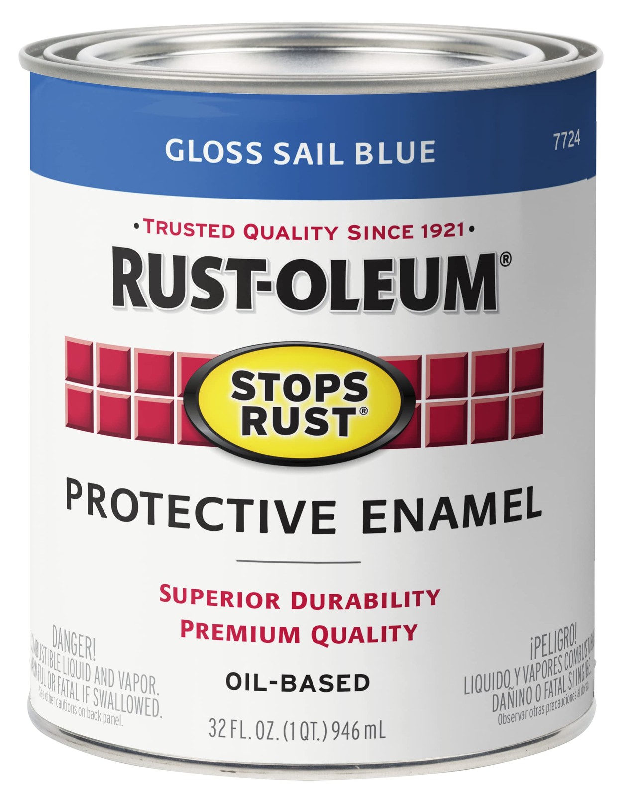 Rust-Oleum 7724502-2PK Stops Rust Brush On Paint, Quart, Gloss Sail Blue, 2 Pack