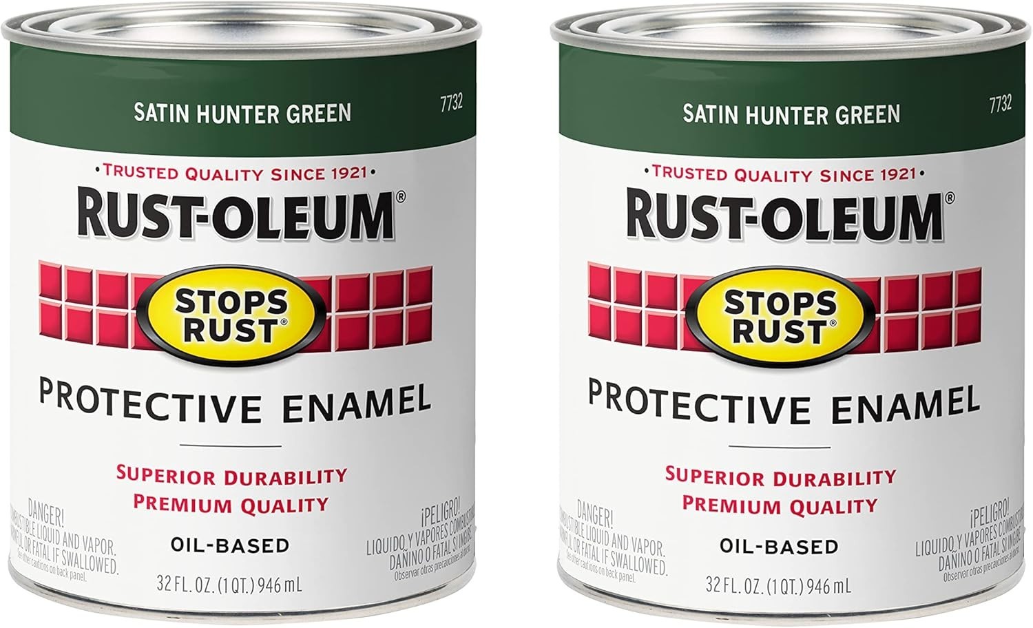 Rust-Oleum Stops Rust Brush on Paint, Satin Hunter Green 7732502-2PK