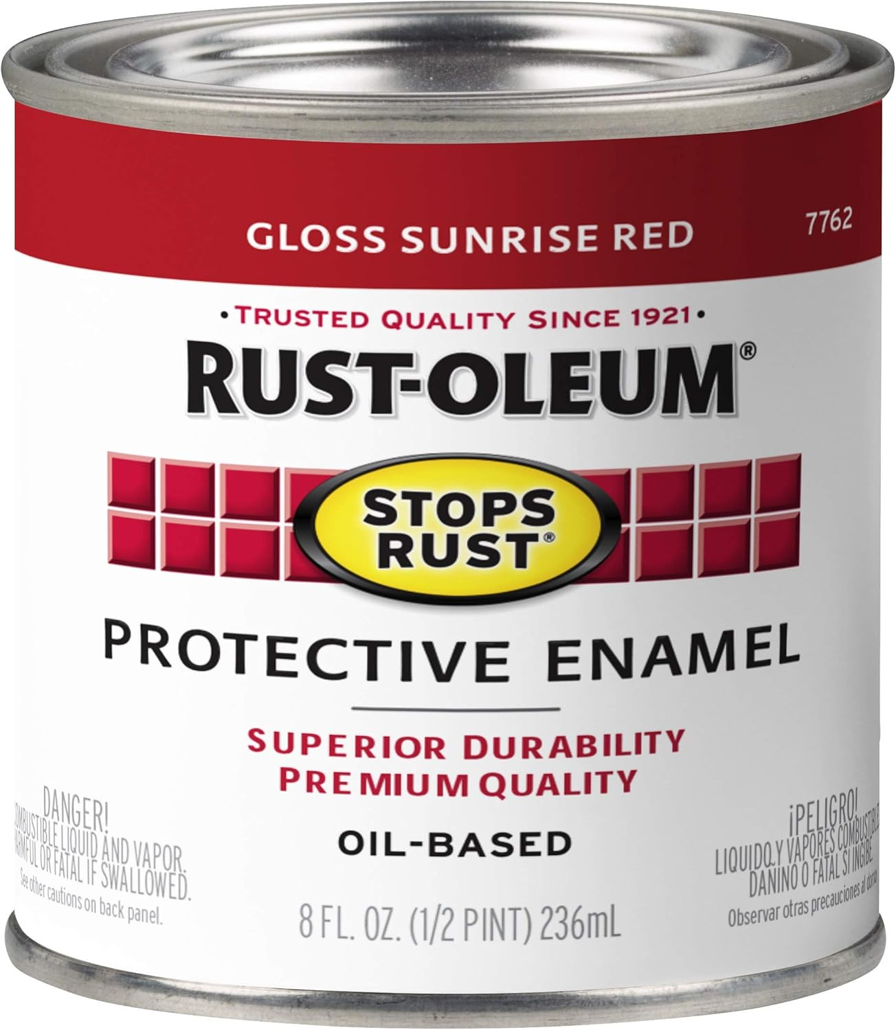 7762730 Stops Rust Brush on Paint, Half Pint, Gloss Sunrise Red, (Pack of 1)