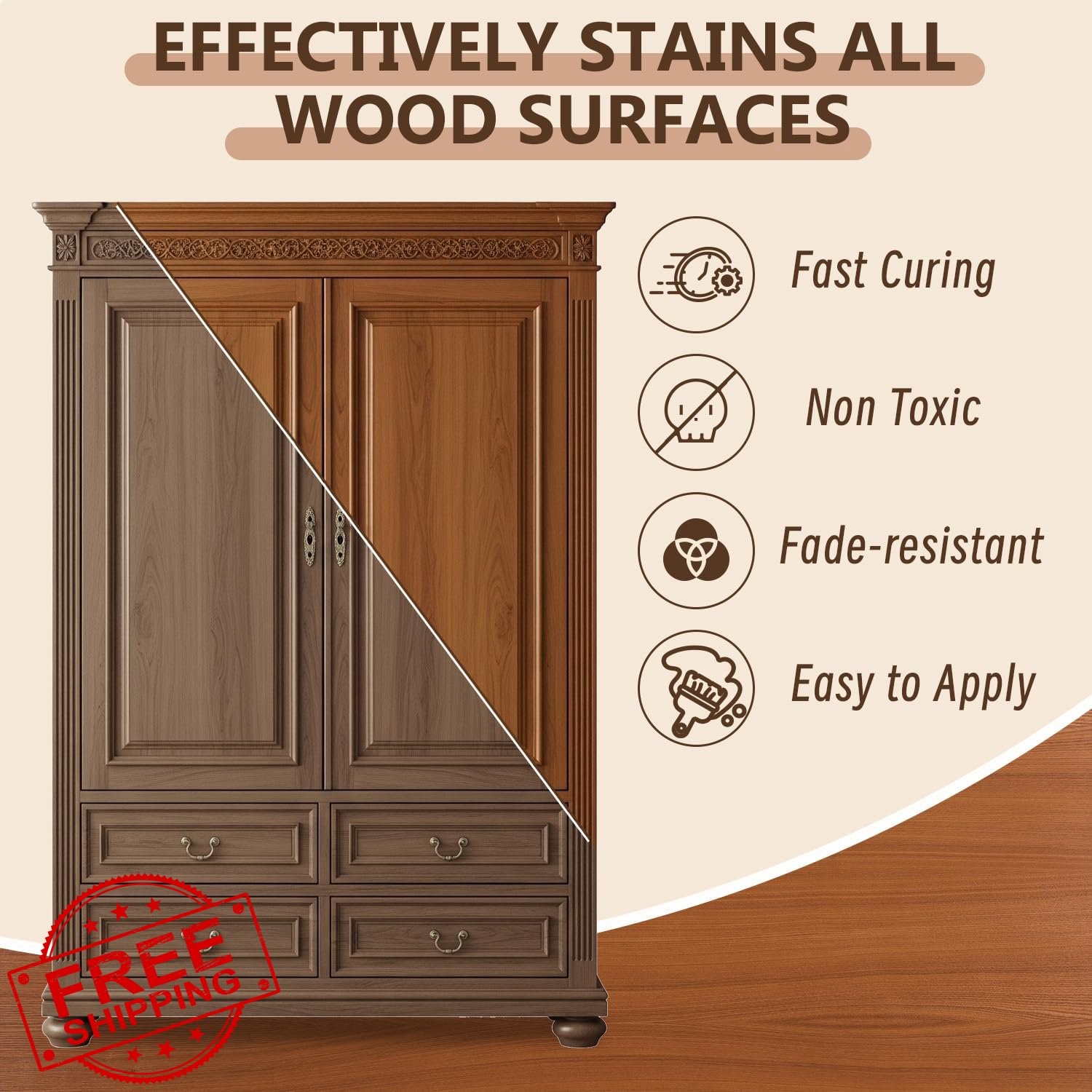 TJINHEZ Red Cherry Wood Stain Water Base 8.5oz