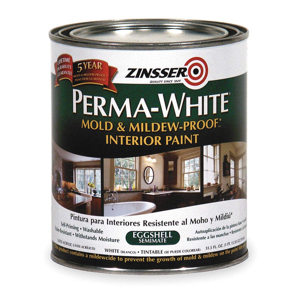 ZINSSER 2774 Latex Acry InteriorWhite,Eggshell,1 qt 4HFE4